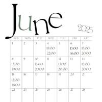 6月上旬の出勤予定