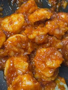 か、辛い手作りエビチリ