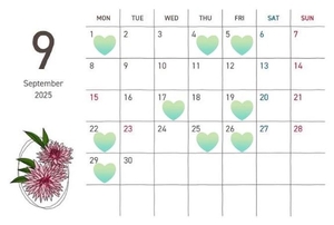 9月の出勤予定🌸